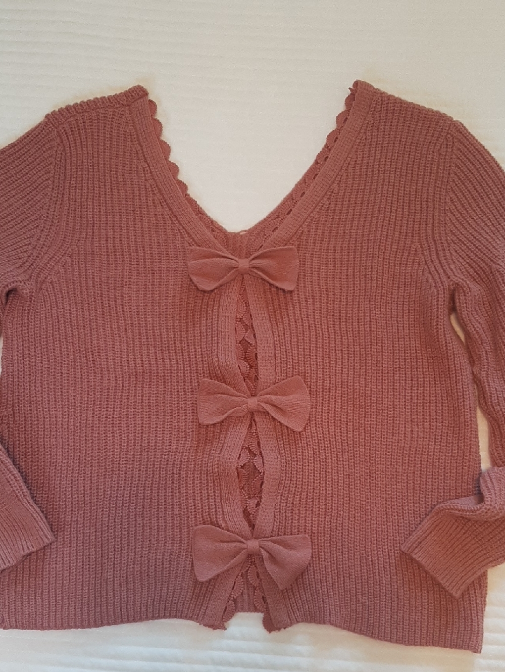 SHEIN Women's L Or M Rose Pullover Crop Sweater With Bows Great For Layering